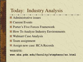 Today: Industry Analysis