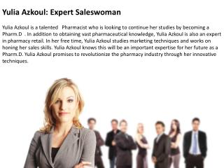 Yulia Azkoul- Expert Saleswoman