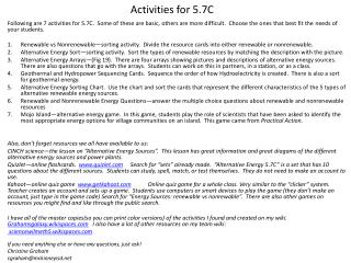 Activities for 5.7C