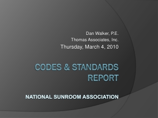 Codes & standards Report National Sunroom Association