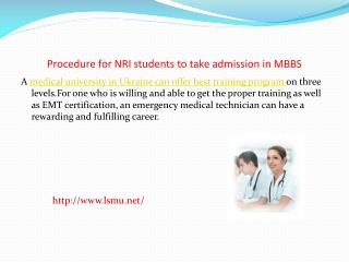 Procedure for NRI students to take admission in MBBS