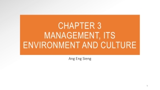 CHAPTER 3 MANAGEMENT, ITS ENVIRONMENT AND CULTURE