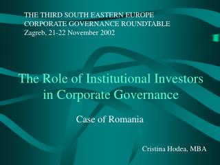 The Role of Institutional Investors in Corporate Governance