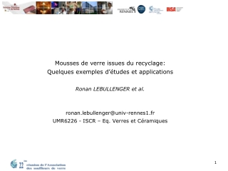 Mousses de verre issues du recyclage : Quelques exemples d’études et applications