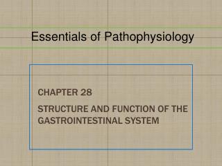Chapter 28 Structure and Function of the Gastrointestinal System