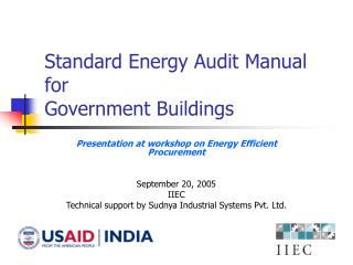 Standard Energy Audit Manual for Government Buildings
