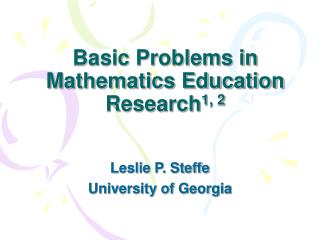 Basic Problems in Mathematics Education Research 1, 2