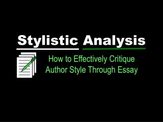 Stylistic Analysis