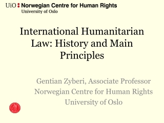 International Humanitarian Law: History and Main Principles