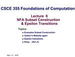 Lecture 6 NFA Subset Construction Epsilon Transitions