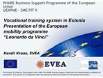 PHARE Business Support Programme of the European Union UEAPME - SME FIT II