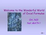 Welcome to the Wonderful World of Excel Formulas