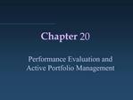 Performance Evaluation and Active Portfolio Management