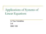 Applications of Systems of Linear Equations