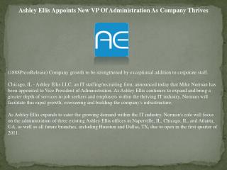 Ashley Ellis Appoints New VP Of Administration As Company Th