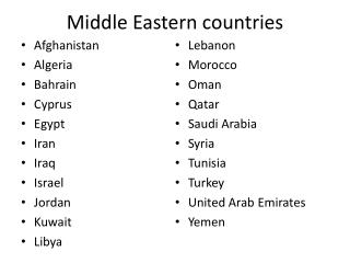 Middle Eastern countries
