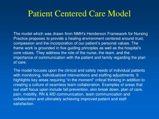 Patient Centered Care Model