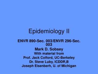 Epidemiology II