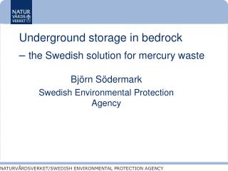Underground storage in bedrock – the Swedish solution for mercury waste