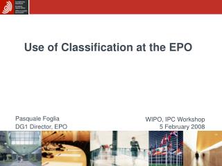 Use of Classification at the EPO