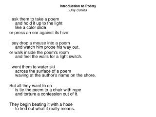 Billy collins introduction to poetry essay