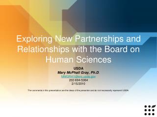 Exploring New Partnerships and Relationships with the Board on Human Sciences