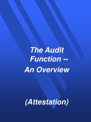 The Audit Function -- An Overview (Attestation)