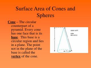 Surface Area of Cones and Spheres