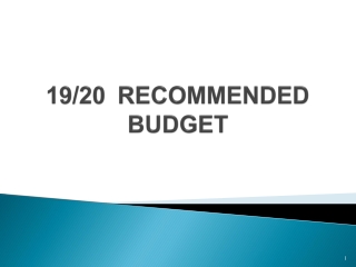19/20 	RECOMMENDED BUDGET