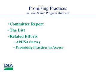 Promising Practices in Food Stamp Program Outreach