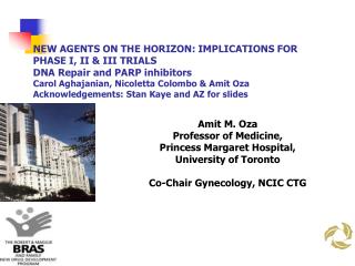 Amit M. Oza Professor of Medicine, Princess Margaret Hospital, University of Toronto Co-Chair Gynecology, NCIC CTG