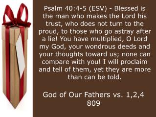 God of Our Fathers vs. 1,2,4	809