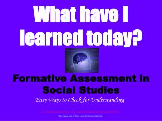 Formative Assessment in Social Studies