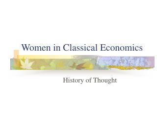 Women in Classical Economics