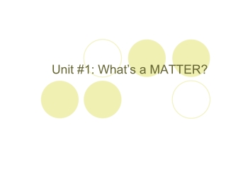 Unit #1: What’s a MATTER?