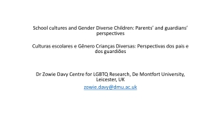 School cultures and Gender Diverse Children: Parents’ and guardians’ perspectives