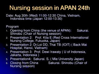 Nursing session in APAN 24th
