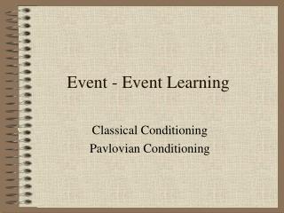 Event - Event Learning