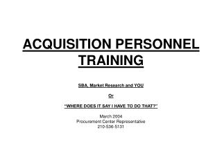 ACQUISITION PERSONNEL TRAINING