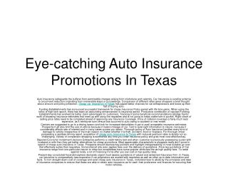 Eye-catching Auto Insurance Promotions In Texas