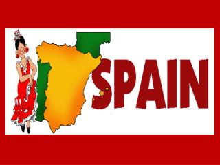 Spain on a map of Europe