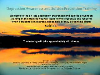 Depression Awareness and Suicide Prevention Training