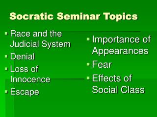 Socratic Seminar Topics