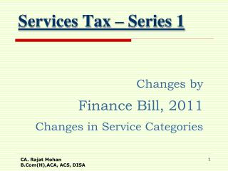 Services Tax – Series 1
