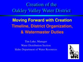 Oakley Valley Water District 