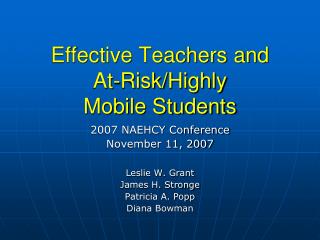 Effective Teachers and At-Risk/Highly Mobile Students