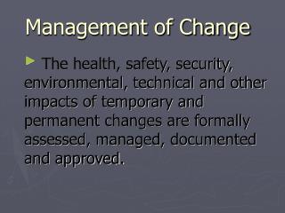 Management of Change