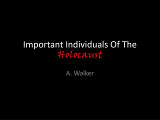 Important Individuals Of The Holocaust