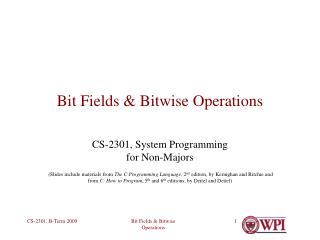 Bit Fields & Bitwise Operations