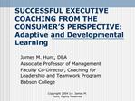 SUCCESSFUL EXECUTIVE COACHING FROM THE CONSUMER S PERSPECTIVE: Adaptive and Developmental Learning